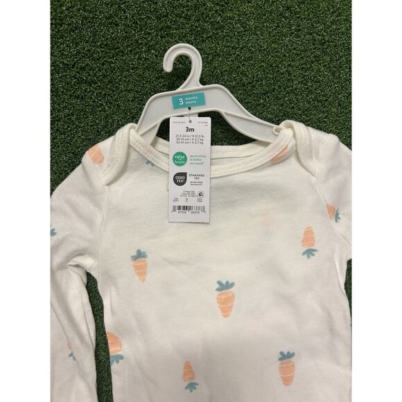 Carters (Boys 3M) Carrot Pajama Pants Shirt Set w/ Bunny Rabbit Feet Easter NWT - Picture 3 of 5